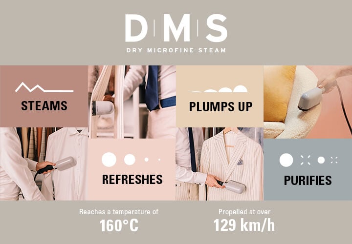 DMS steam eliminates >99,999% of microbes and 100% of dust mites and other pests